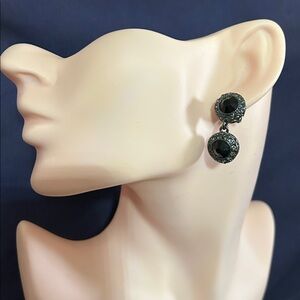 Faux jet and gunmetal earrings